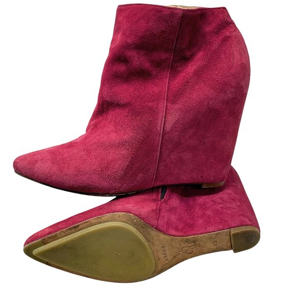 Cole Haan Pink Fuchsia Suede‎ Air Technology Hidden Wedge Booties - Picture 6 of 10